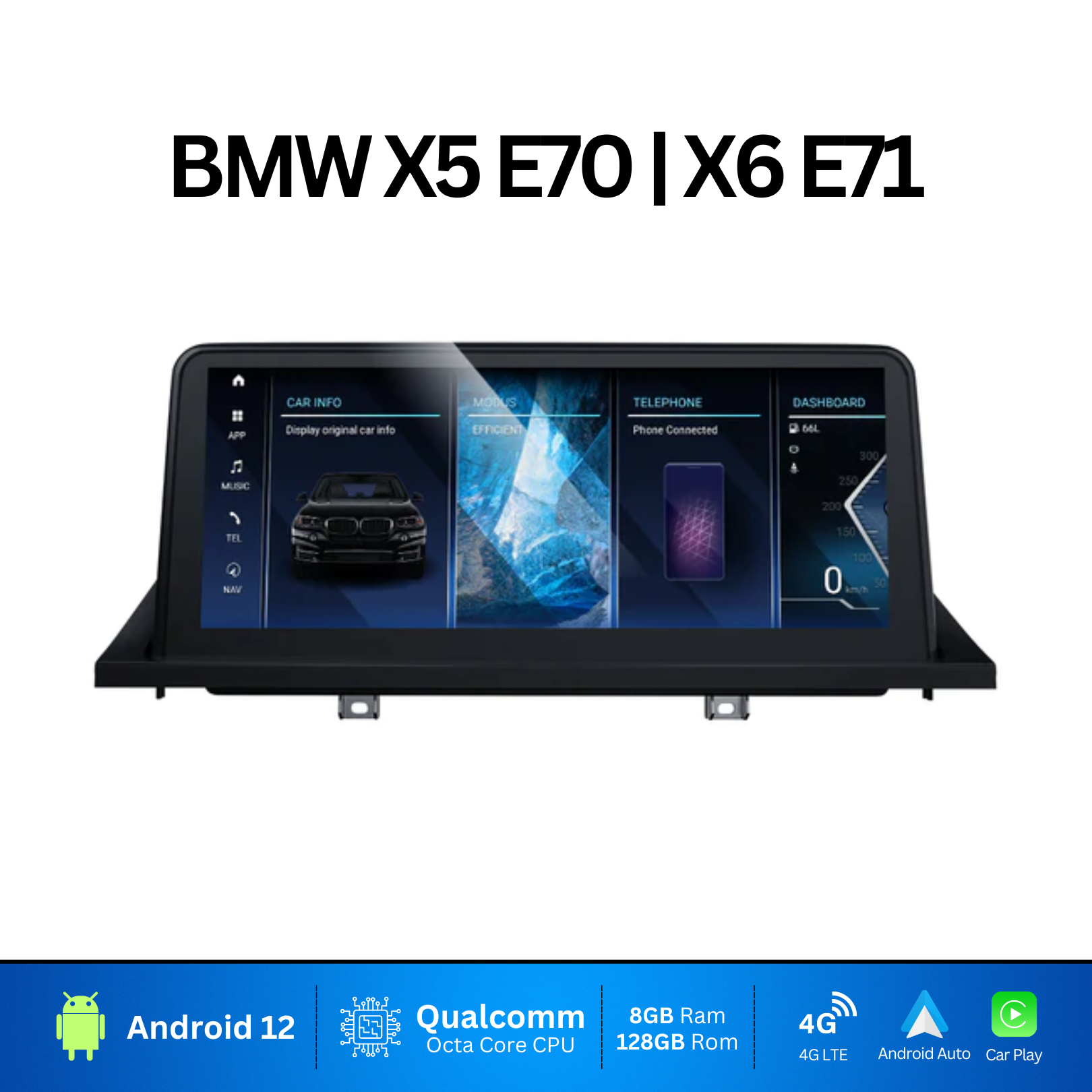 German Mods UK CarPlay/Android screen head unit for BMW with real-time navigation